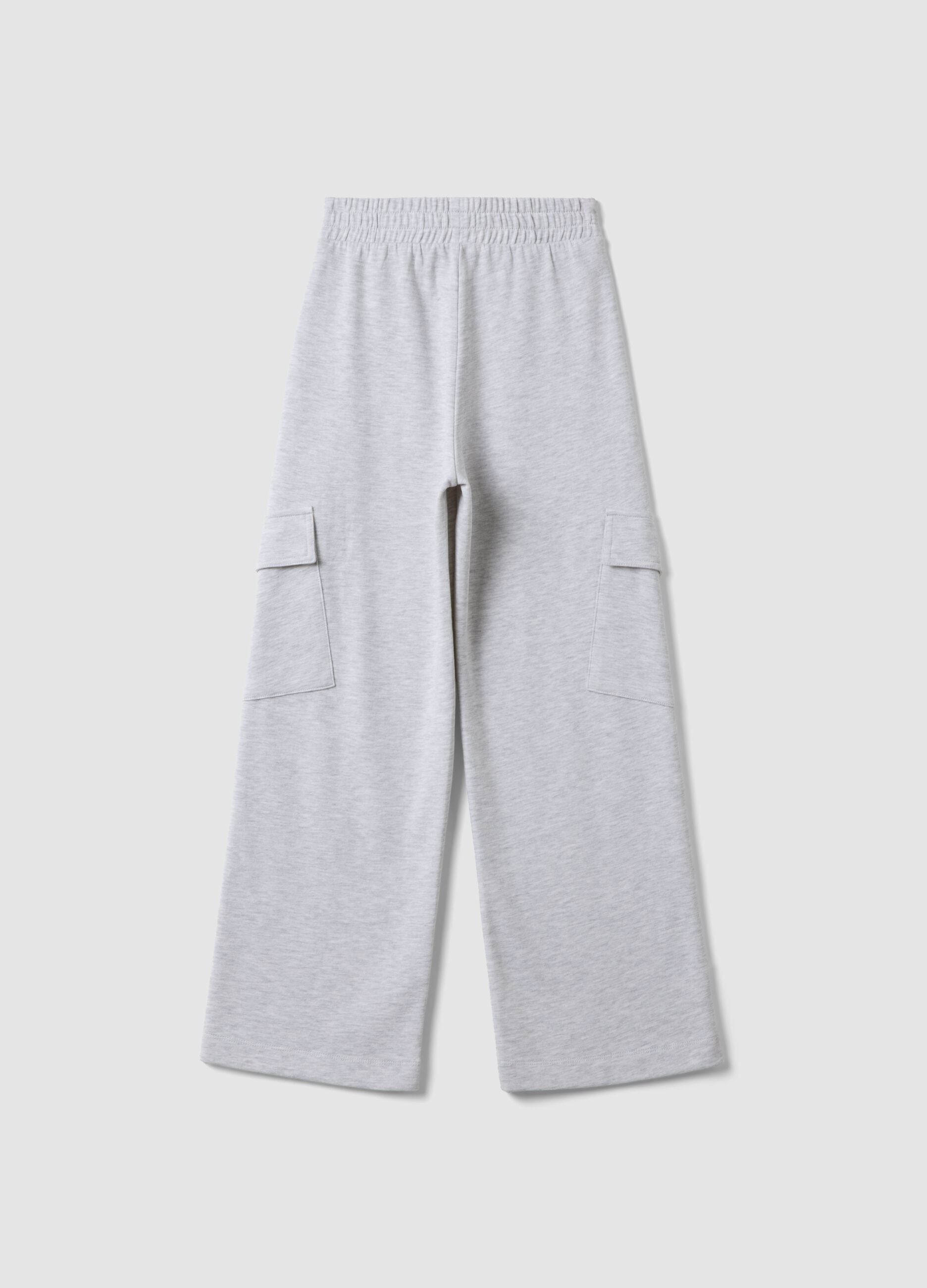 Pantaloni cargo grigi culotte in puro cotone per ragazza