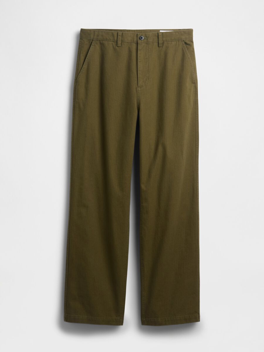 Green regular cotton trousers_4