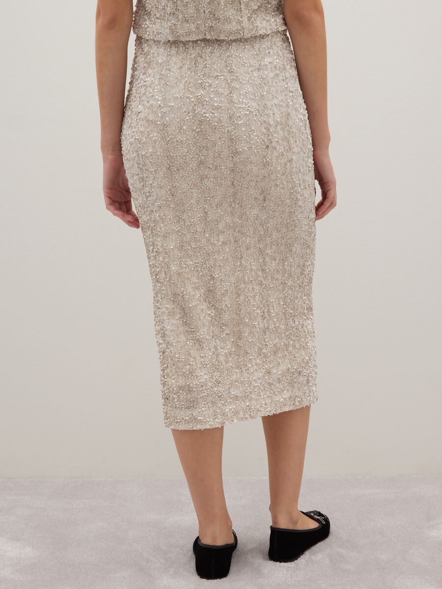 Gonna midi beige regular fit con paillettes_2