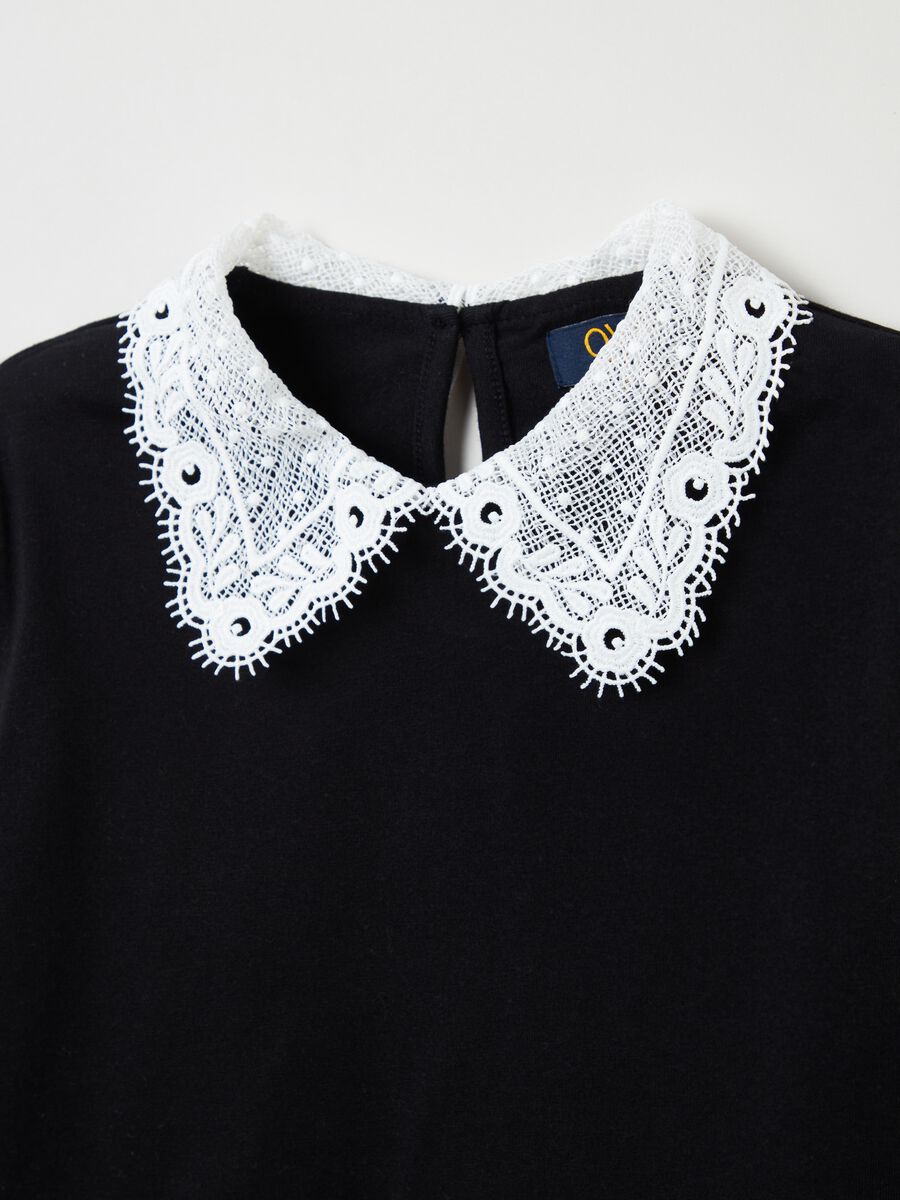 T-shirt maniche lunghe con colletto in pizzo_2