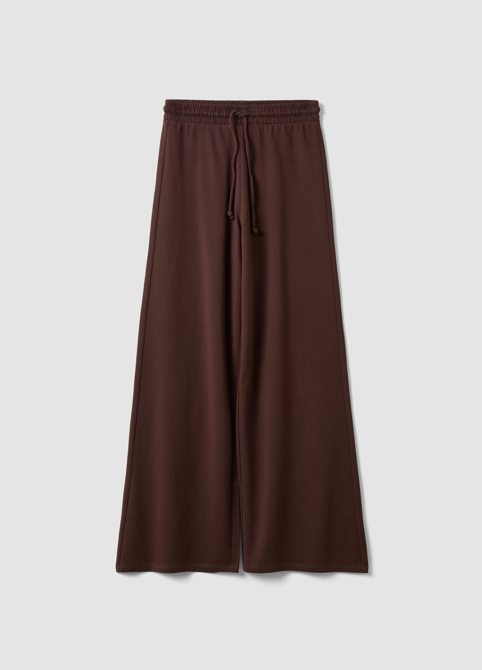 Brown baggy-fit pure cotton jogger trousers