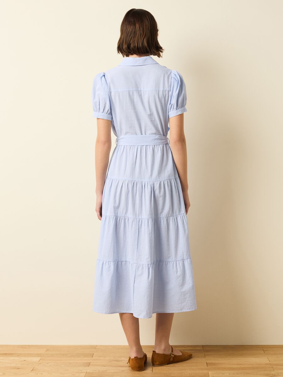 Flounced shirt dress with thin stripes_2