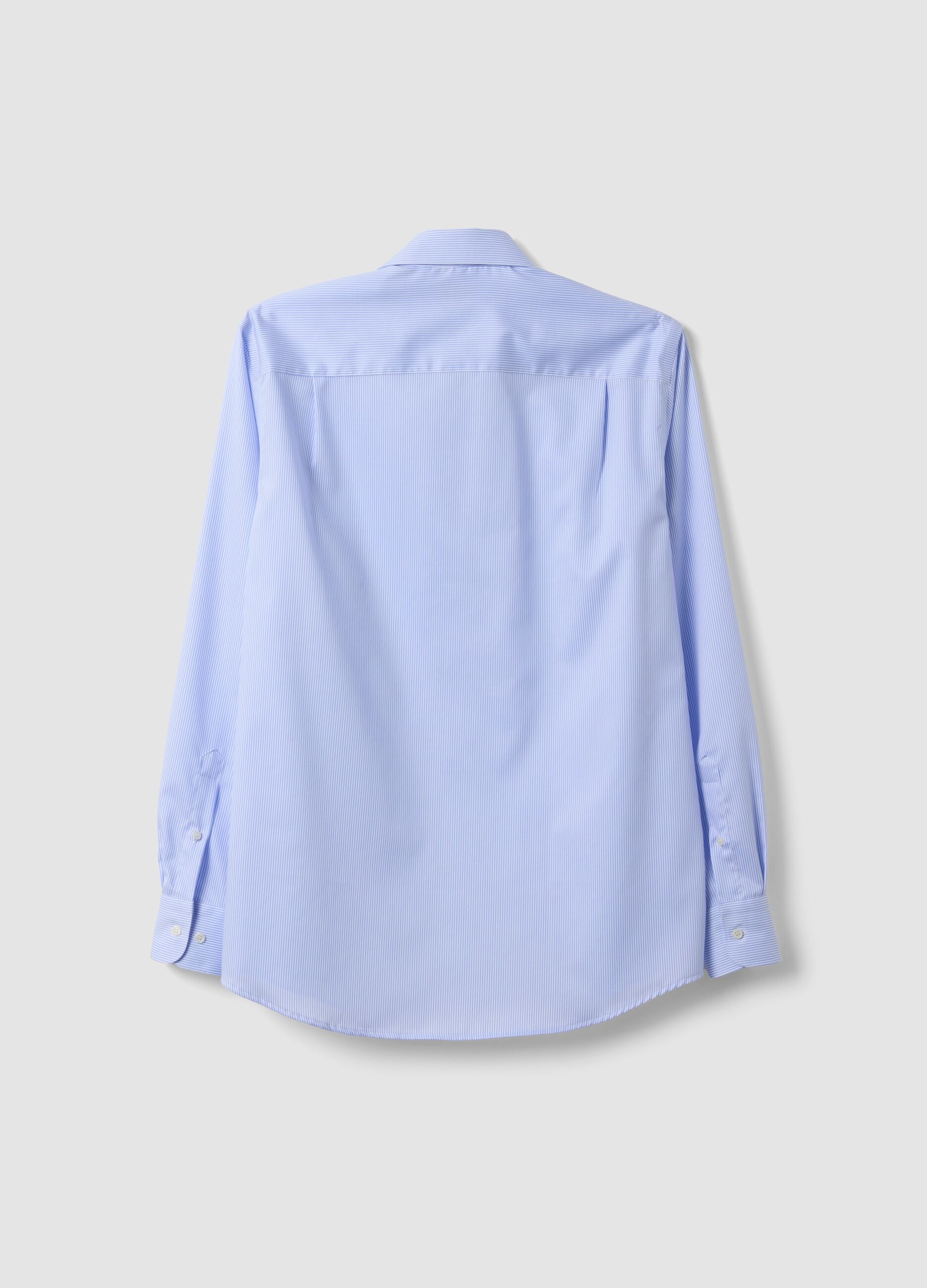 Light blue striped pure cotton shirt with classic collar, regular fit