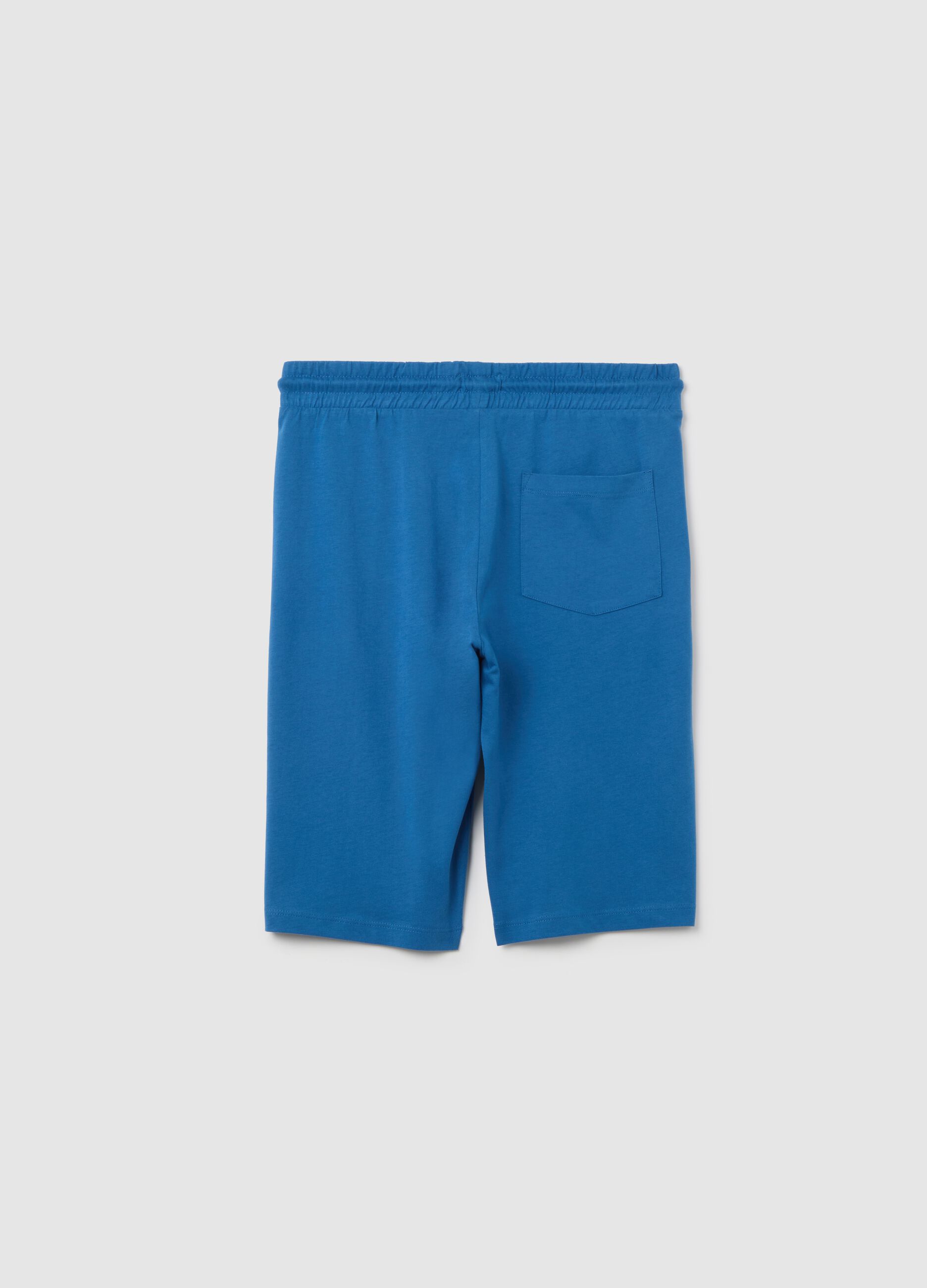 Boy's blue pure cotton regular fit bermuda shorts
