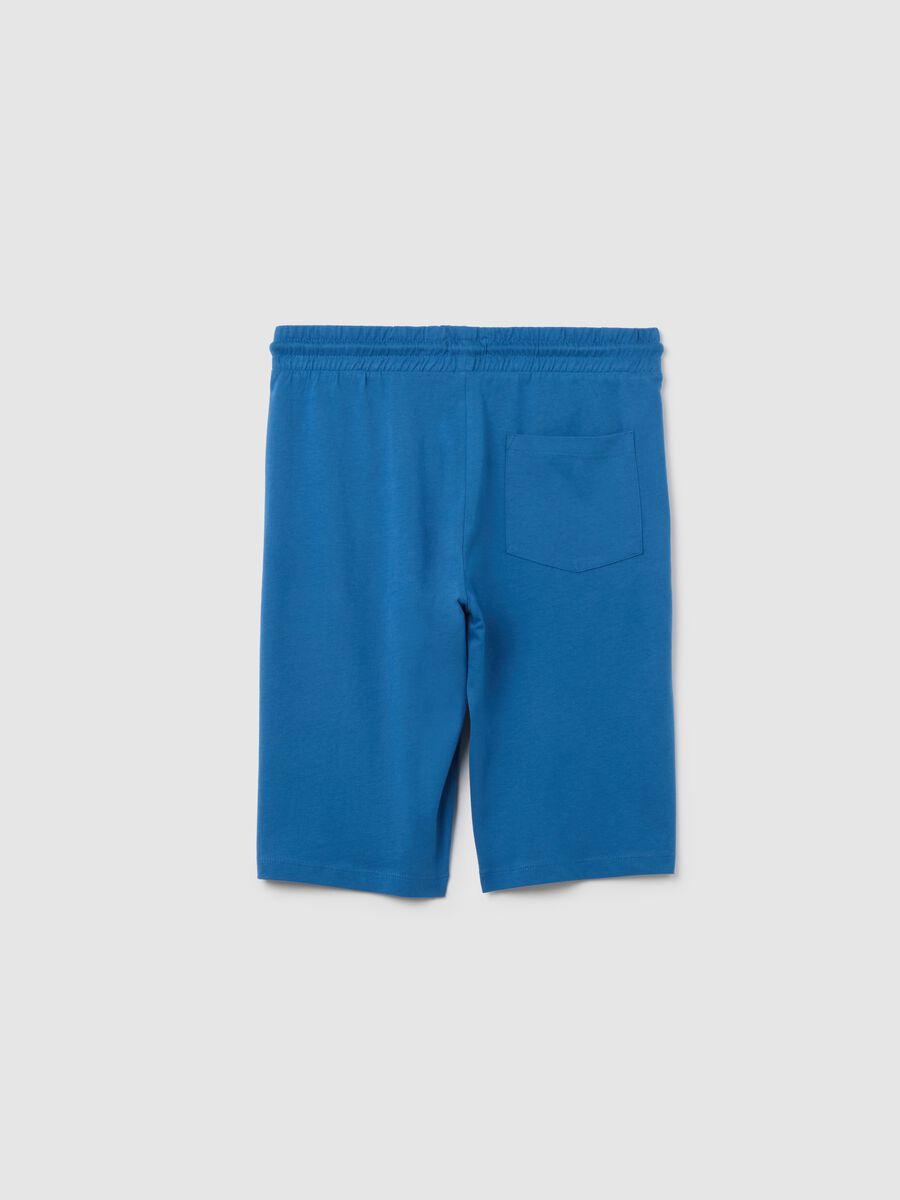 Bermuda da ragazzo in puro cotone blu regular fit_4
