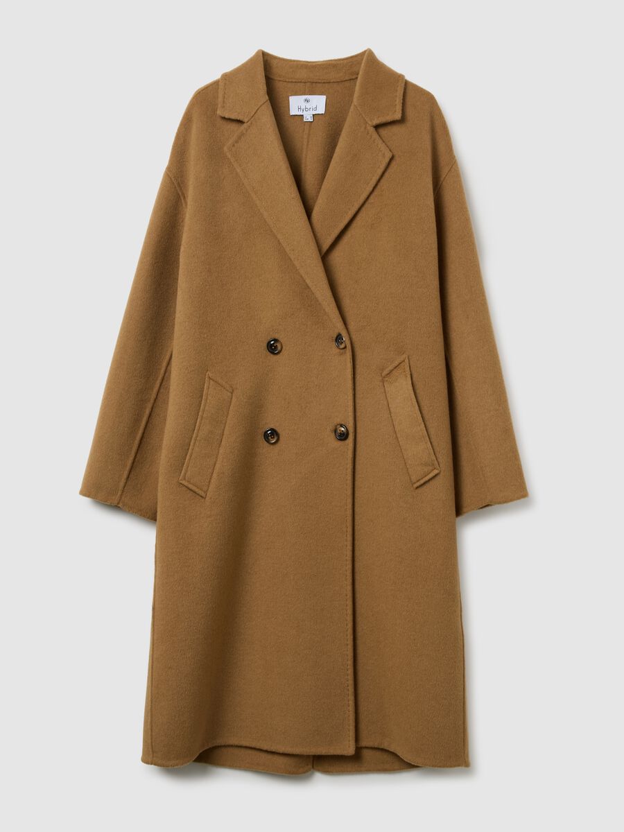 Brown wool blend regular fit coat with buttons_4