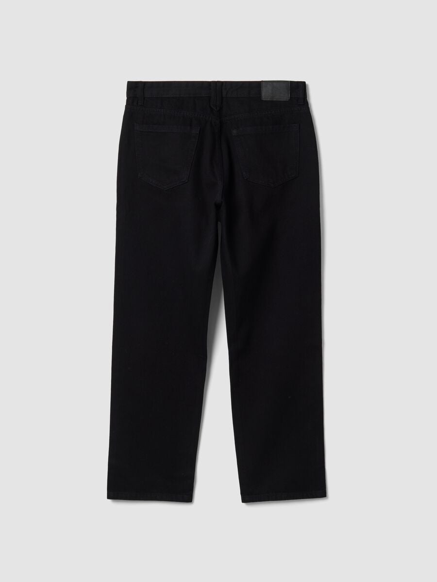 Black pure cotton denim jeans, relaxed fit_6