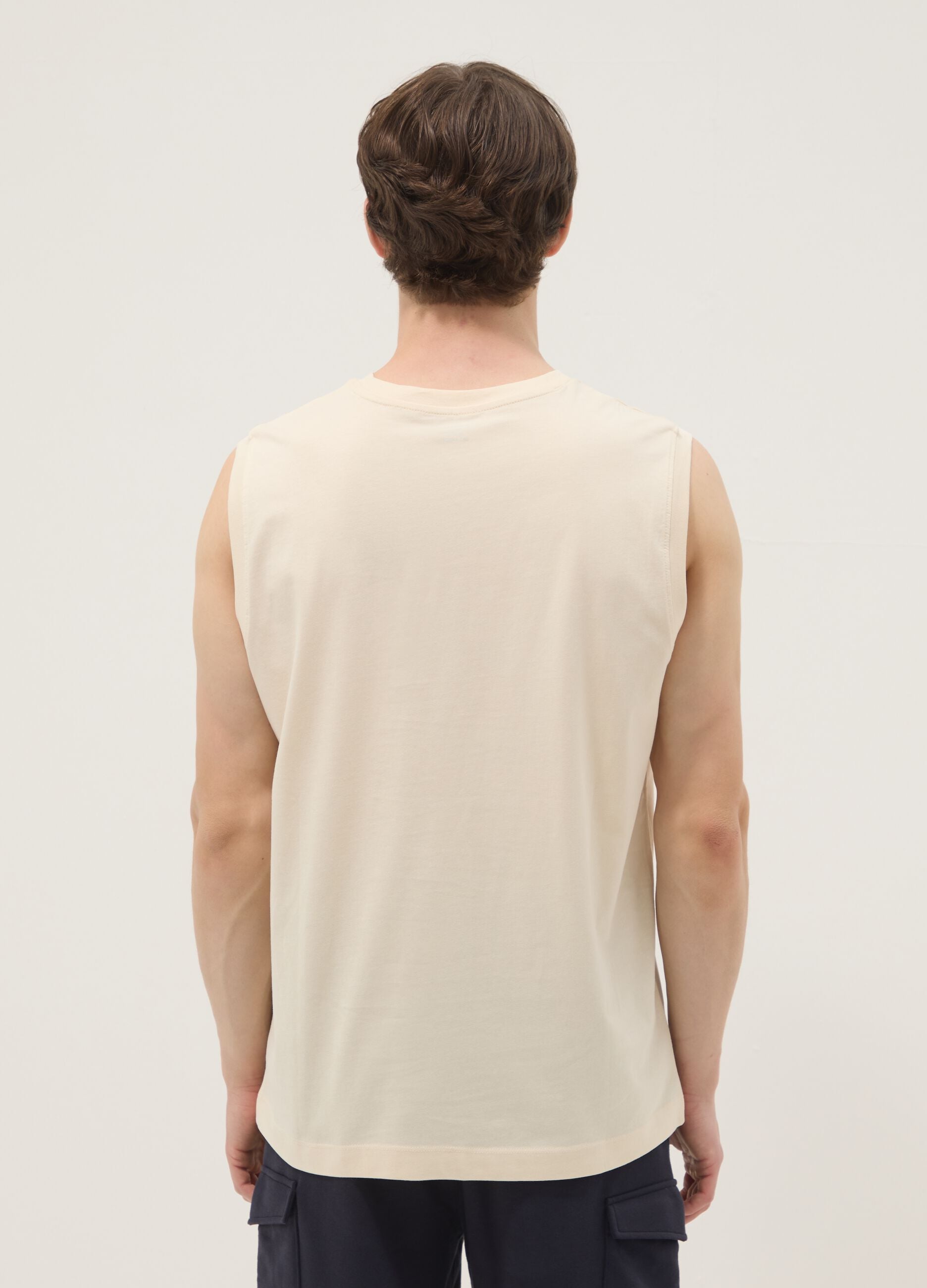 Beige pure cotton vest