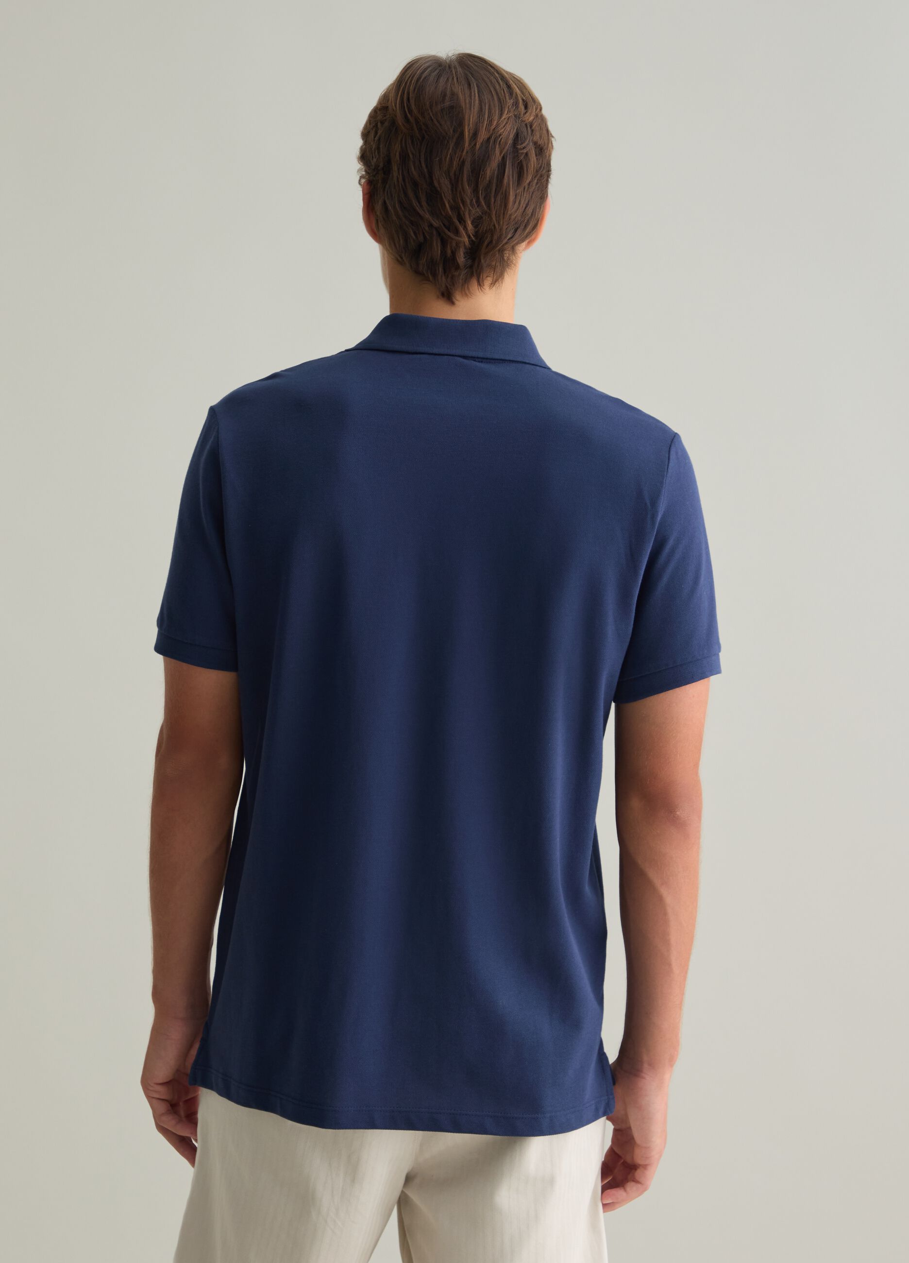 Polo da uomo in puro cotone Supima blu regular fit