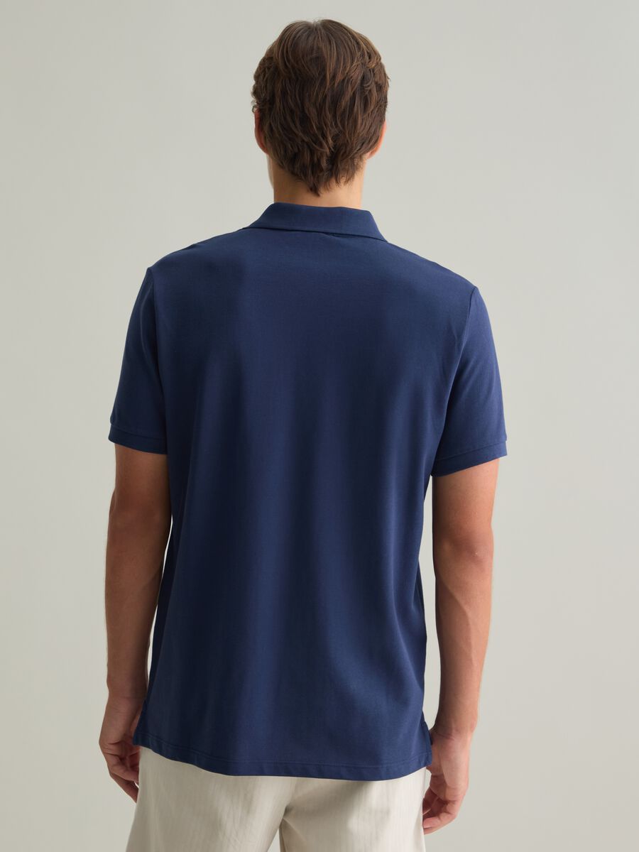 Polo da uomo in puro cotone Supima blu regular fit_3