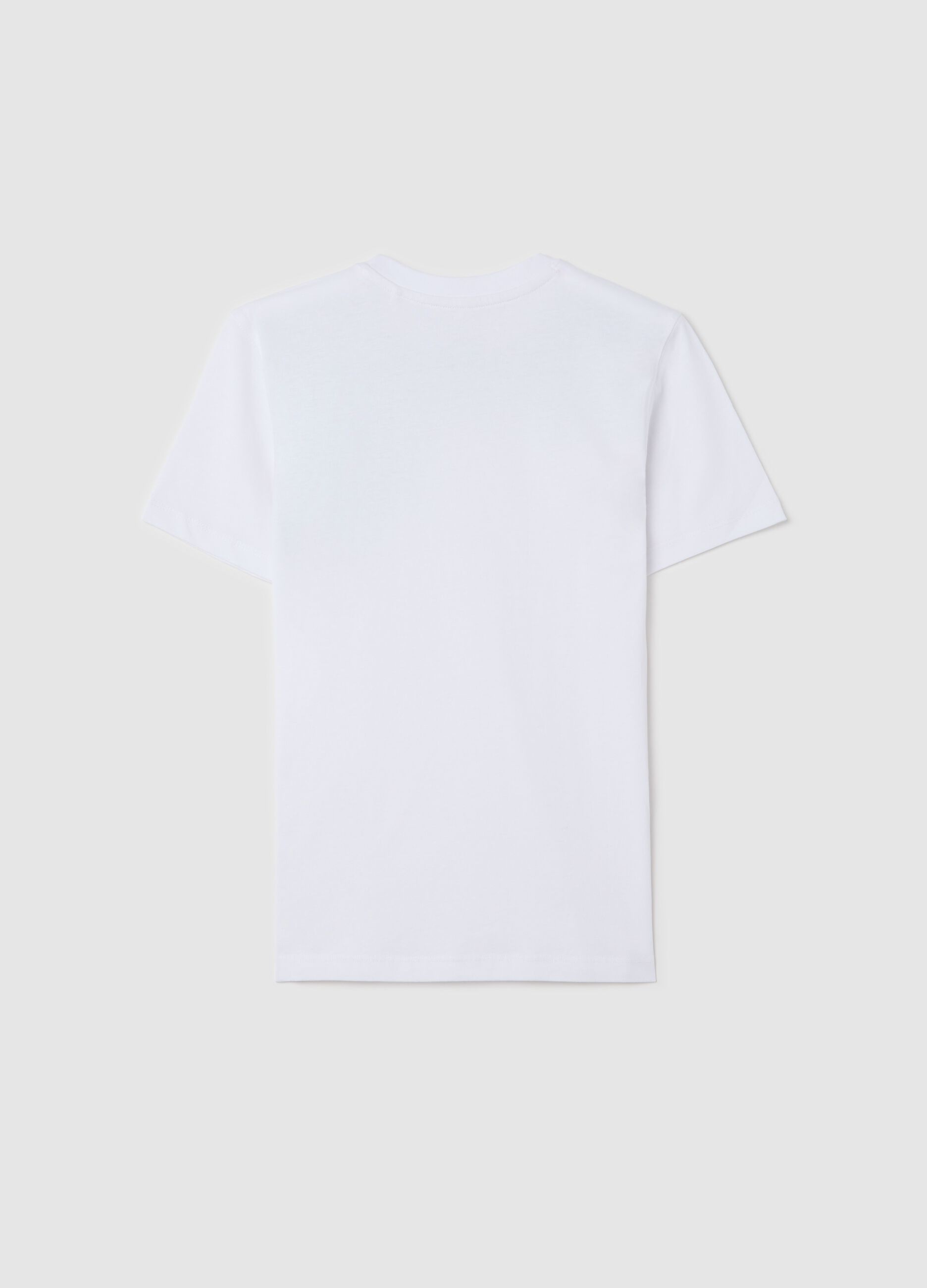 White cotton T-shirt with lettering print