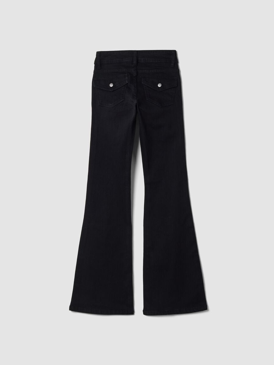Jeans neri flare in cotone elasticizzato_7