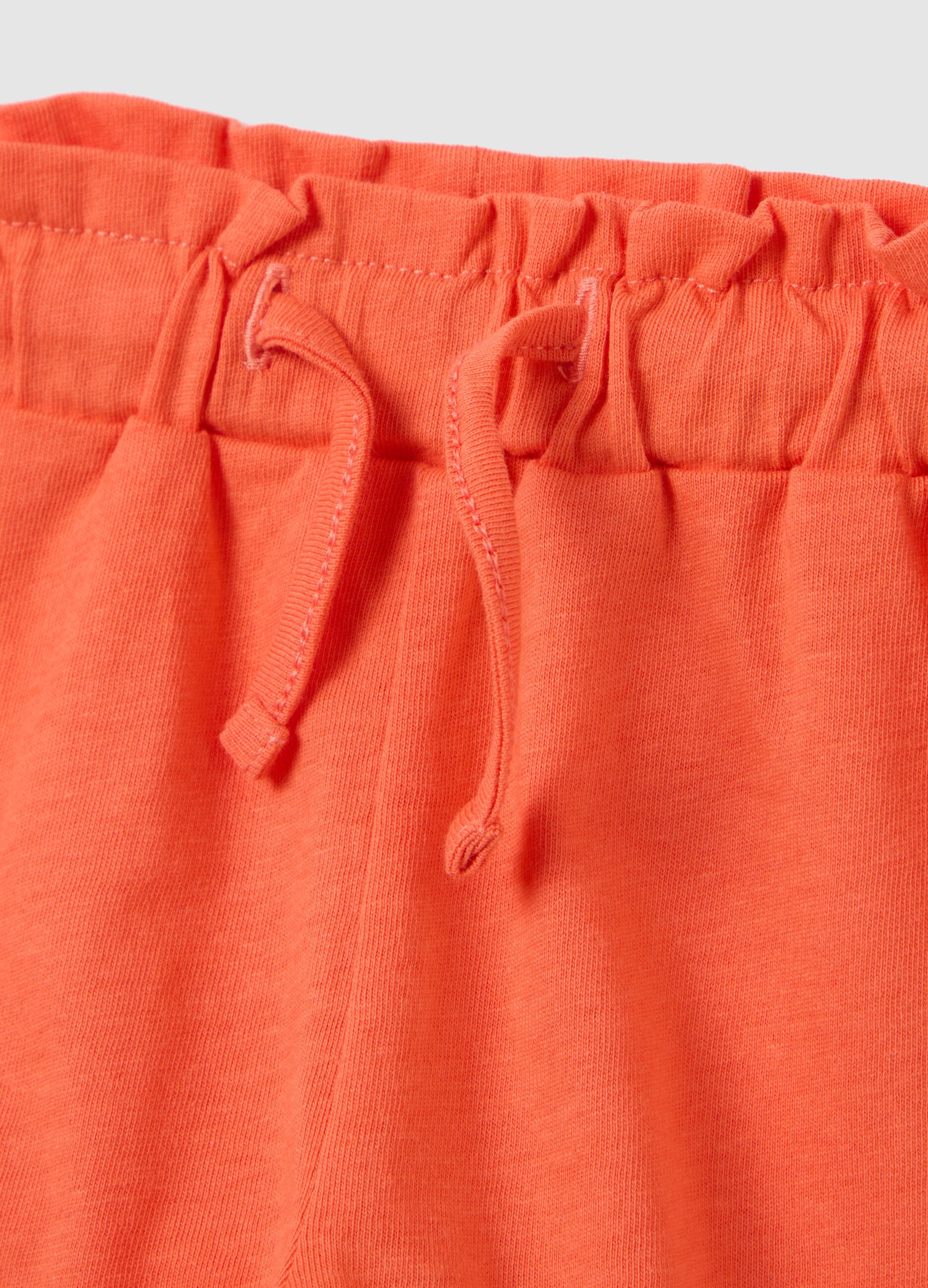 Girls' pure cotton white and orange regular fit set