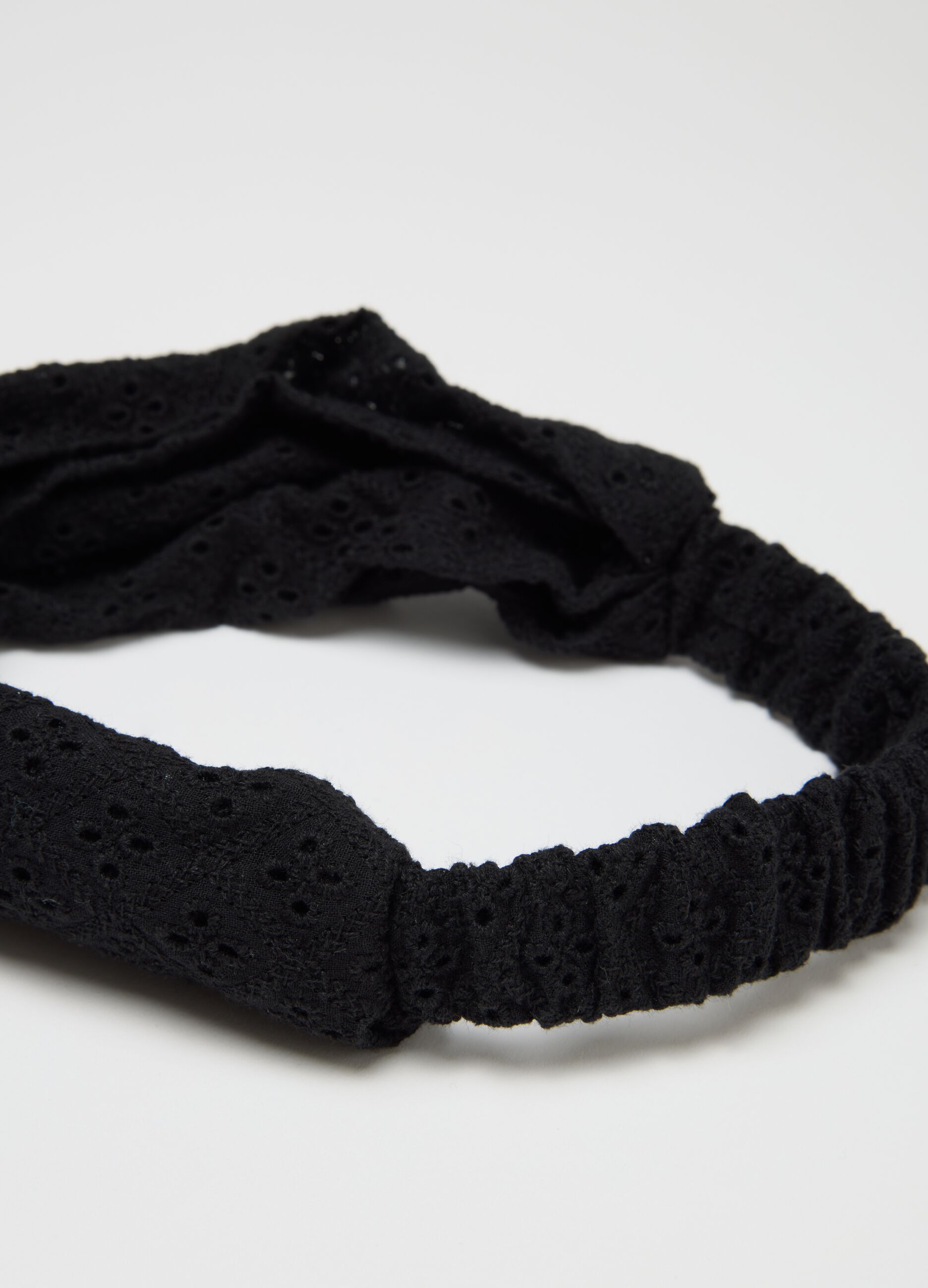 Fascia per capelli da donna in puro cotone nero