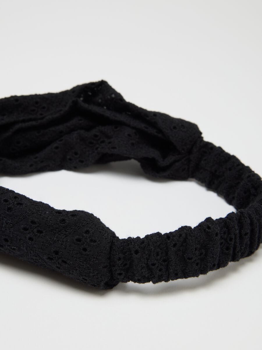 Fascia per capelli da donna in puro cotone nero_1