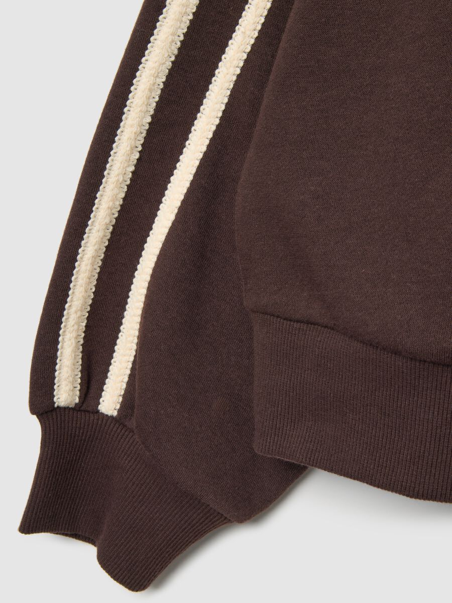 Felpa in misto cotone marrone a righe regular fit_5