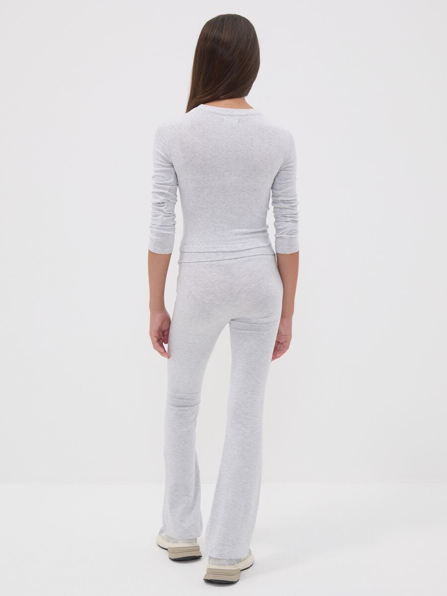 Girls&rsquo; grey flared leggings in stretchy organic cotton_1