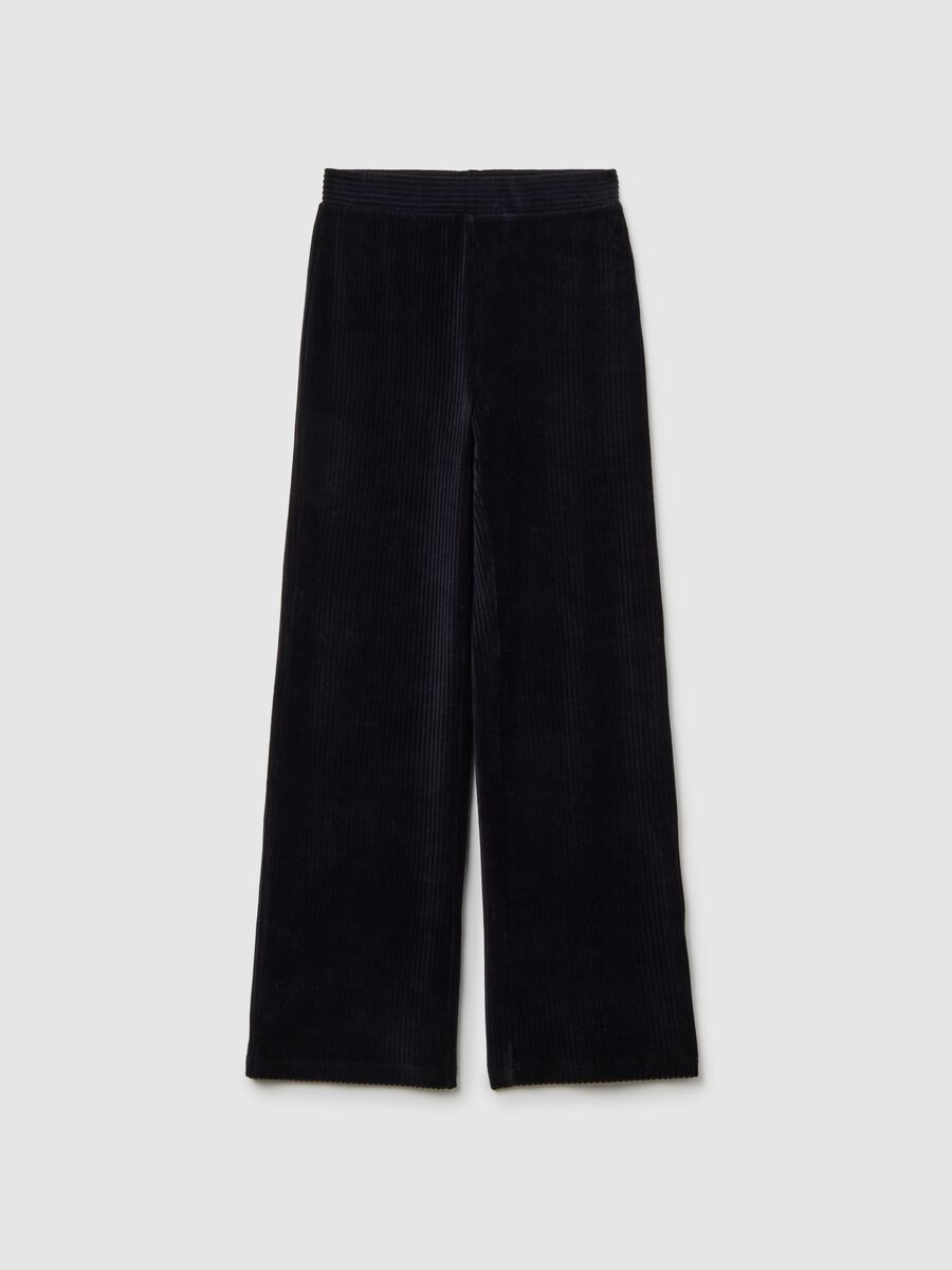 Pantaloni in cotone elasticizzato neri wide leg_4