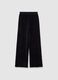 Black wide leg stretch cotton trousers_4