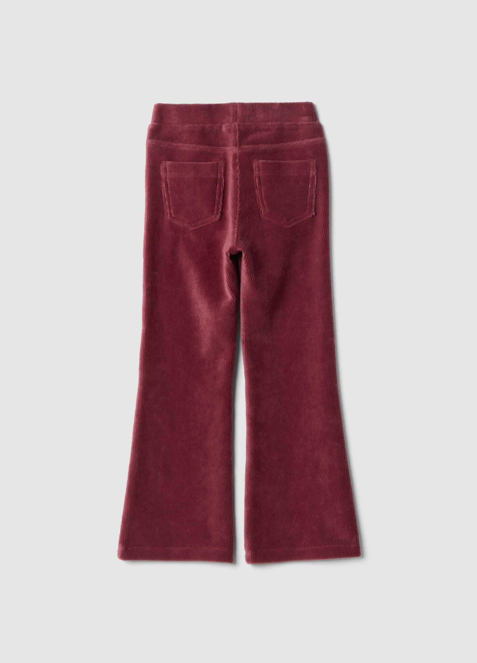 Brown flared stretch cotton trousers