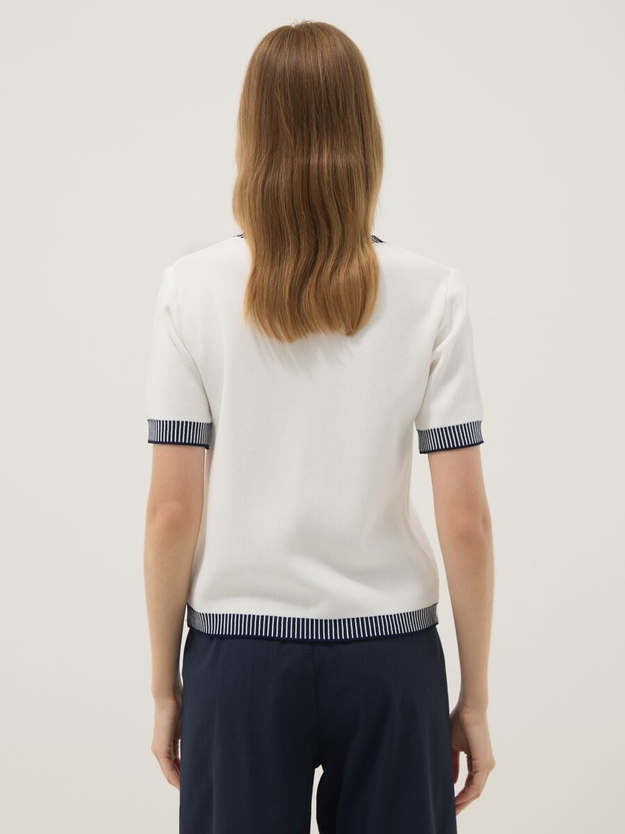 White viscose-blend T-shirt with contrast trims_3