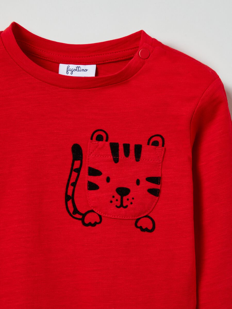 T-shirt maniche lunghe con tasca e stampa_2