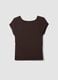 Brown pure viscose V-neck T-shirt, regular fit_5