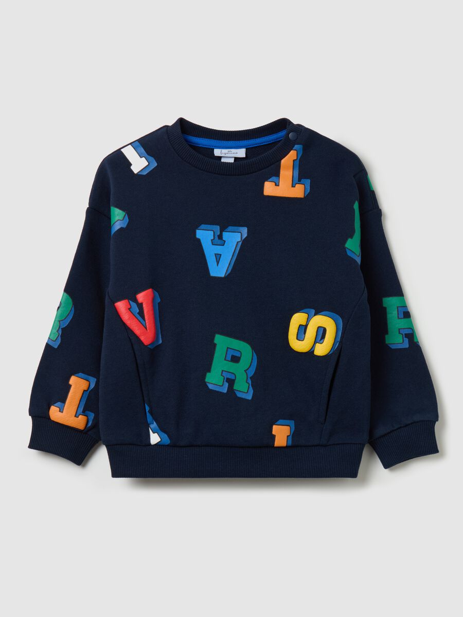 French terry sweatshirt with lettering print_0