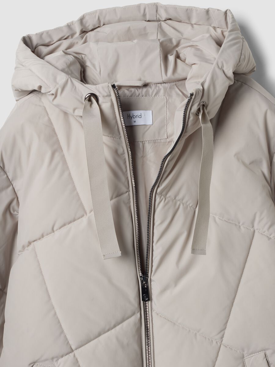 Giacca beige imbottita con cappuccio regular fit_1