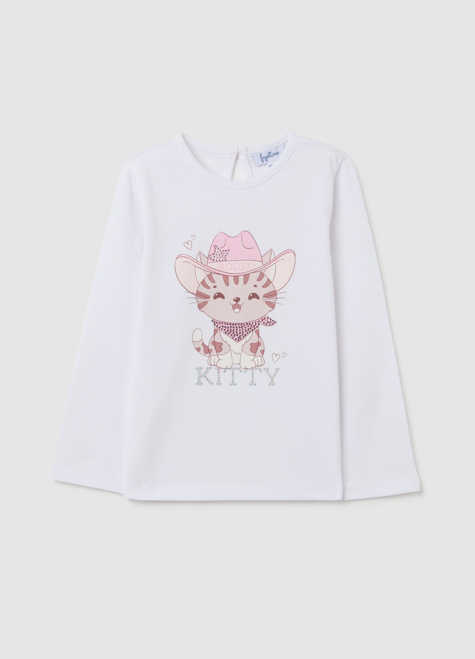 White long sleeve girl's t-shirt with print