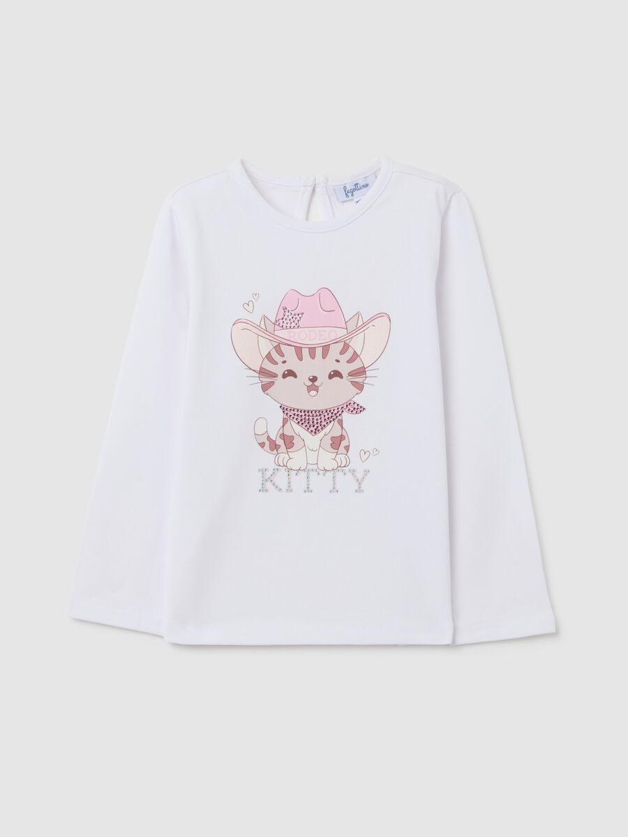 White long sleeve girl's t-shirt with print_0