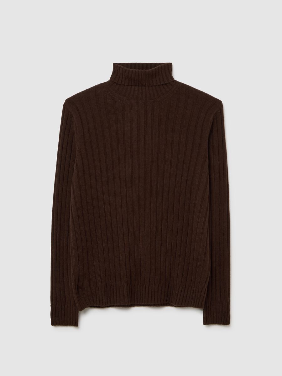 Brown Regular Fit Turtleneck_0