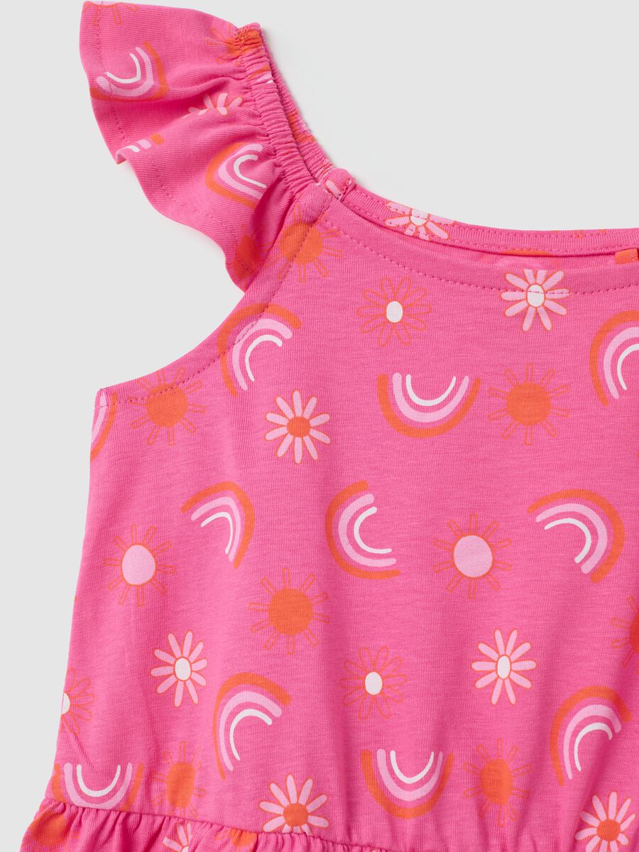 Girls' pink pure cotton dress with pattern_2