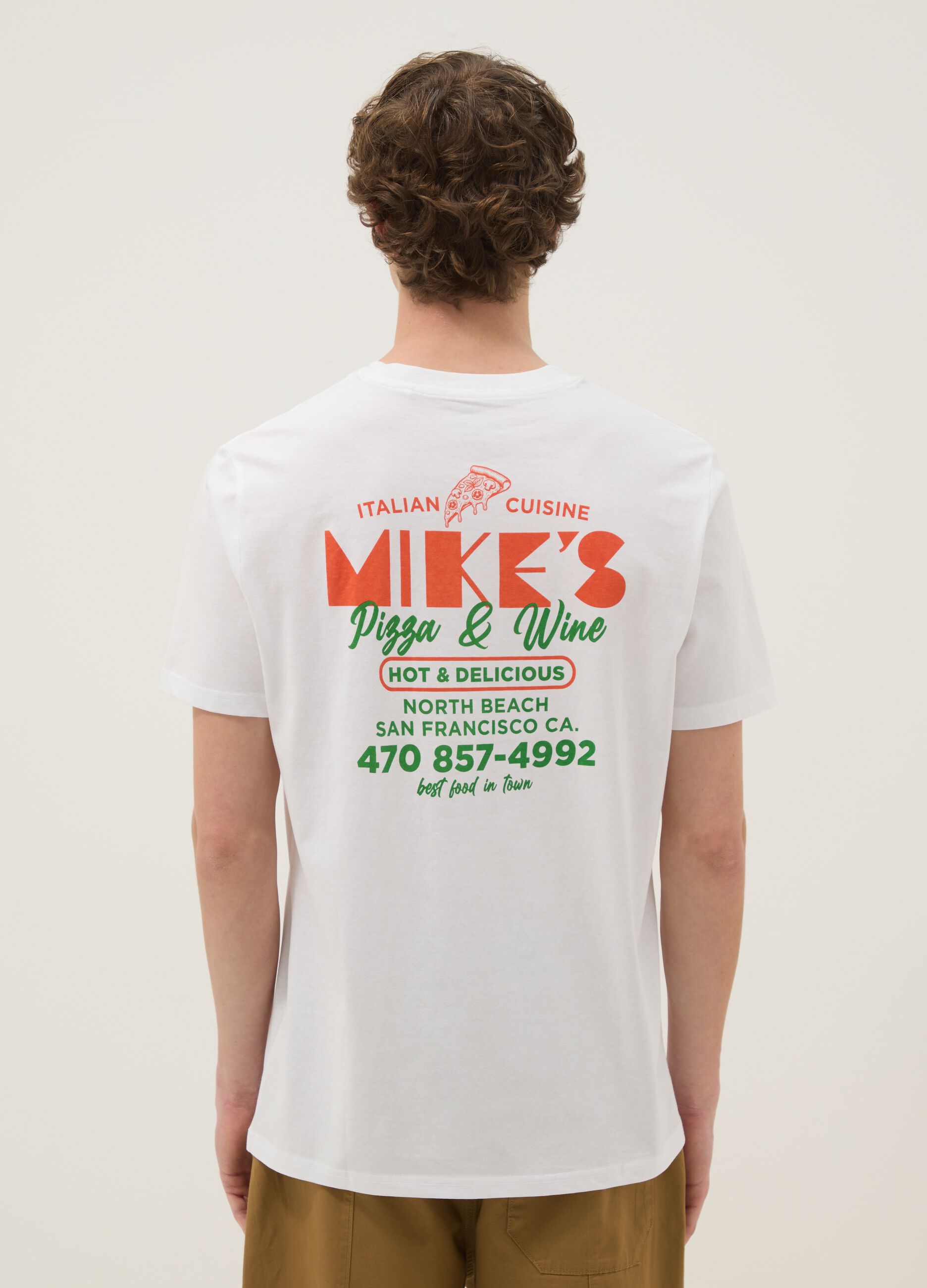 White printed T-shirt in pure cotton, regular fit