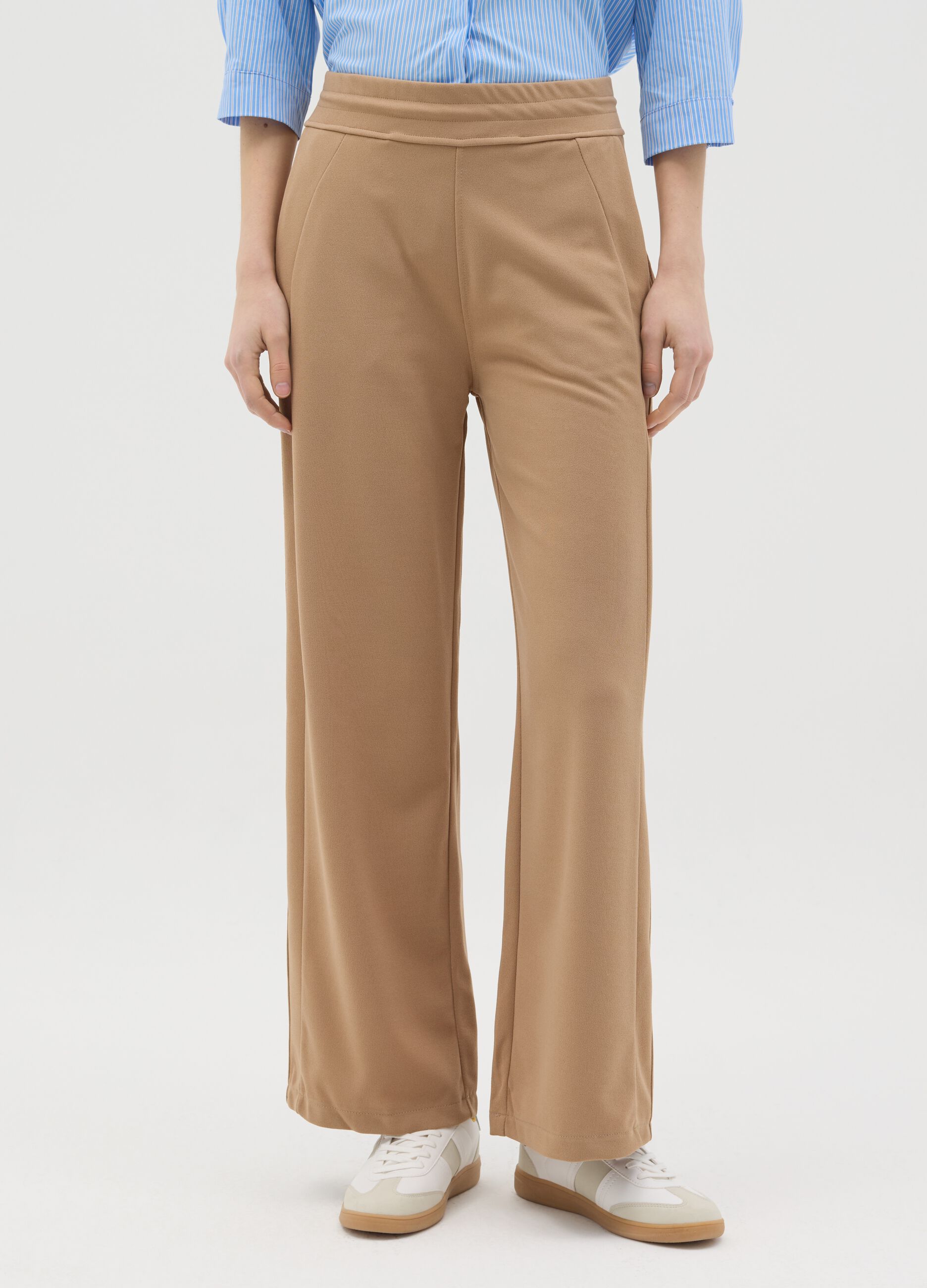 Beige palazzo trousers with pockets