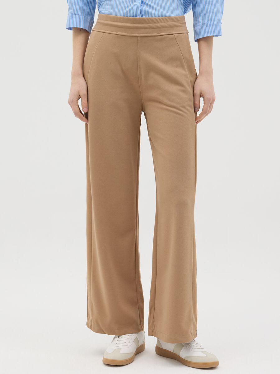 Beige palazzo trousers with pockets_1