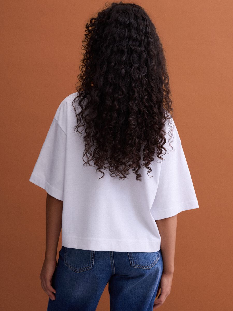 T-shirt bianca in misto cotone jersey a girocollo regular fit_3