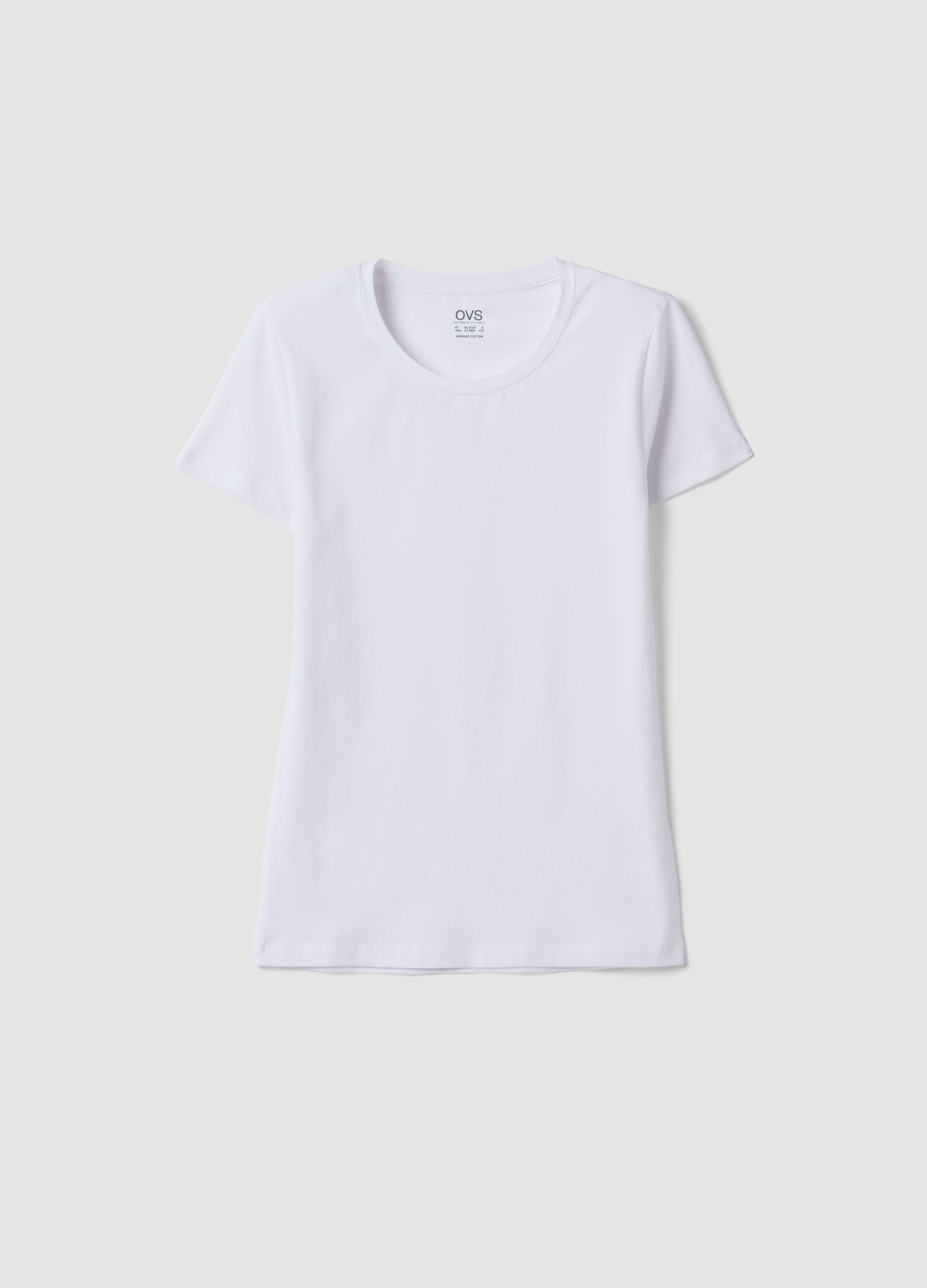 White organic stretch cotton crew-neck T-shirt