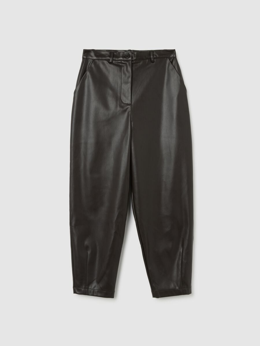 Pantaloni neri in vernice regular fit_4