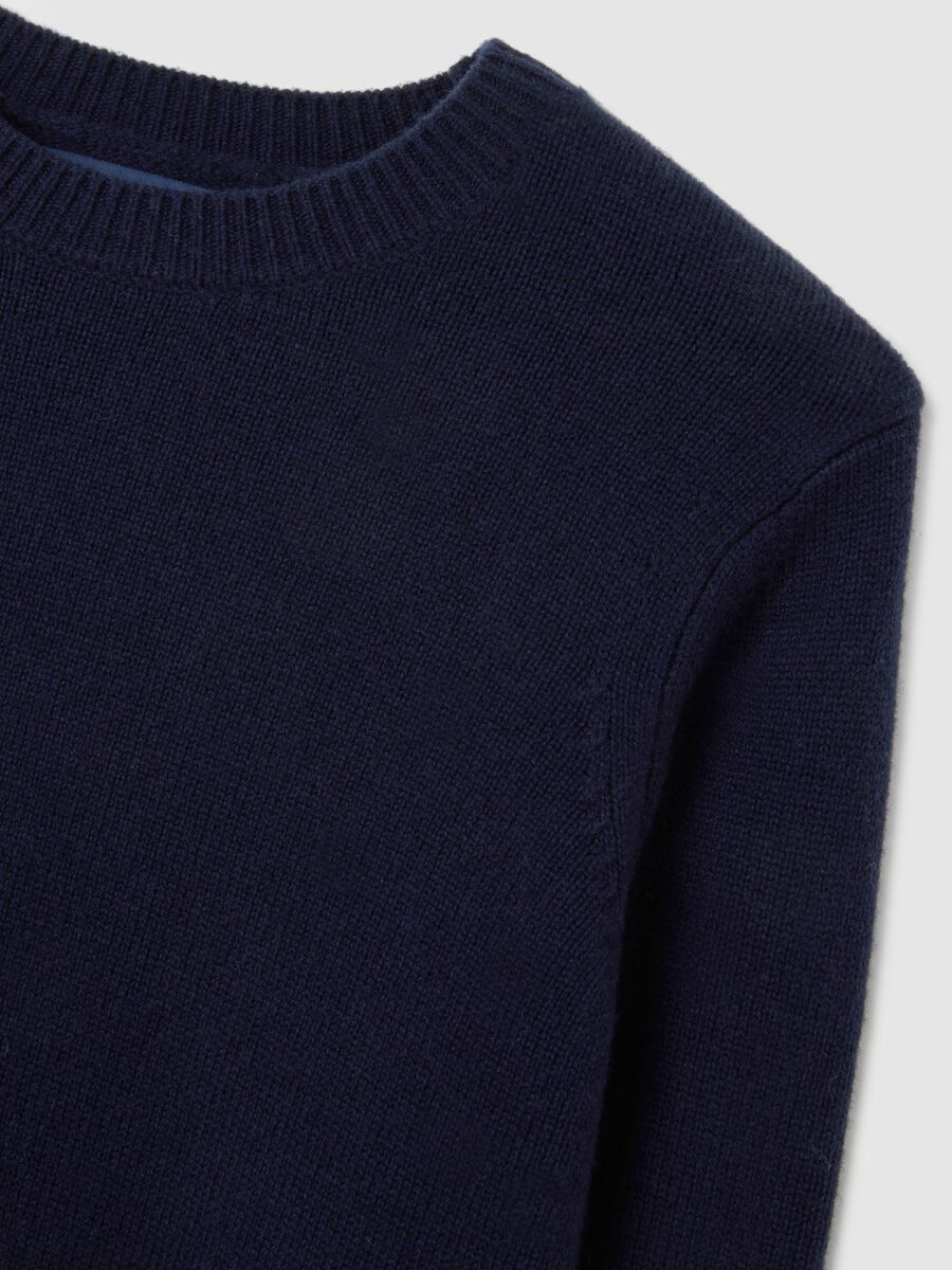 Maglione in misto lana e cashmere blu regular fit_5