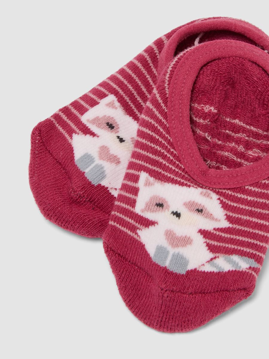 Calze rosse antiscivolo in cotone organico elasticizzato con gattino_2