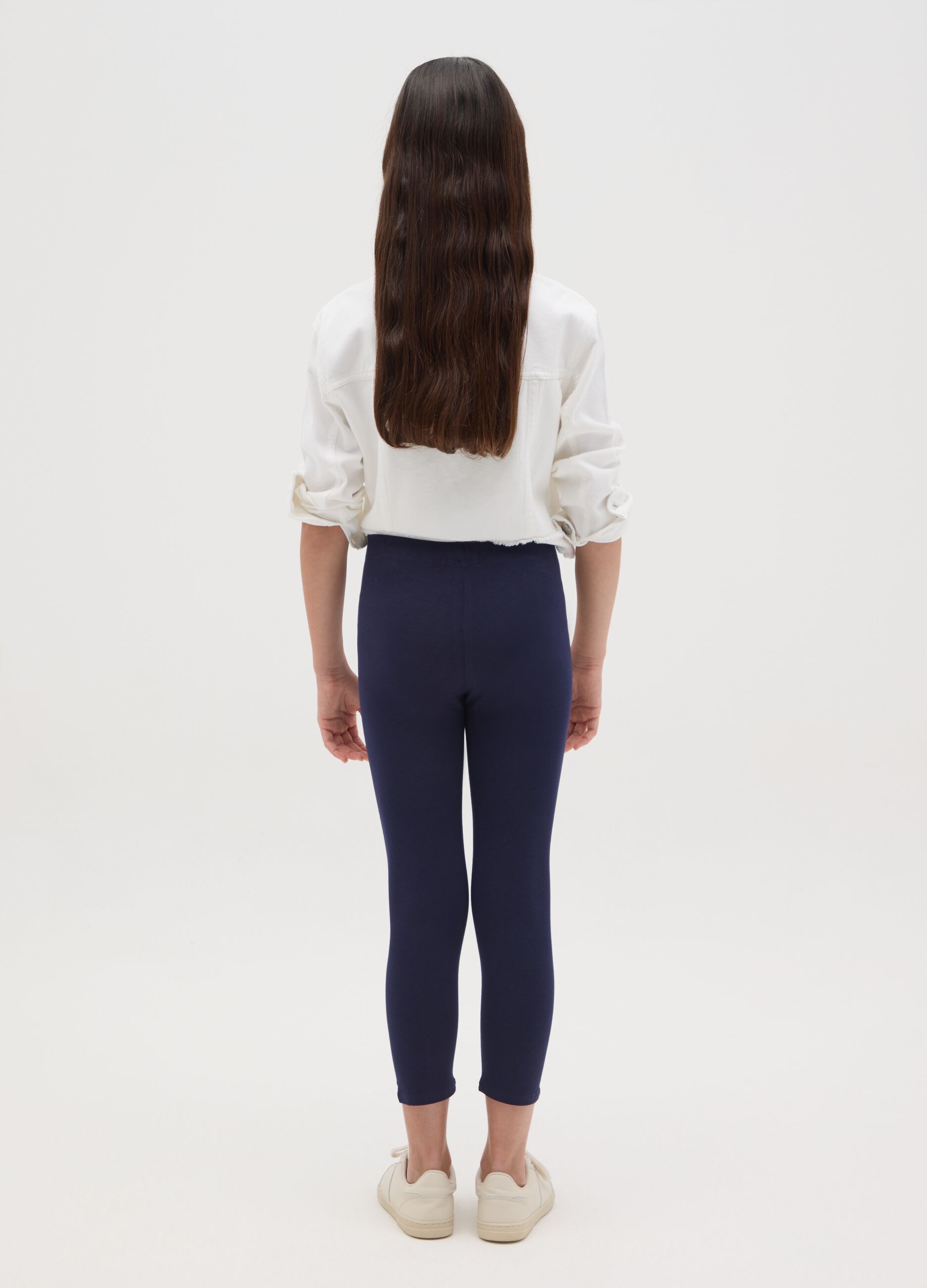 Blue three-quarter stretch leggings