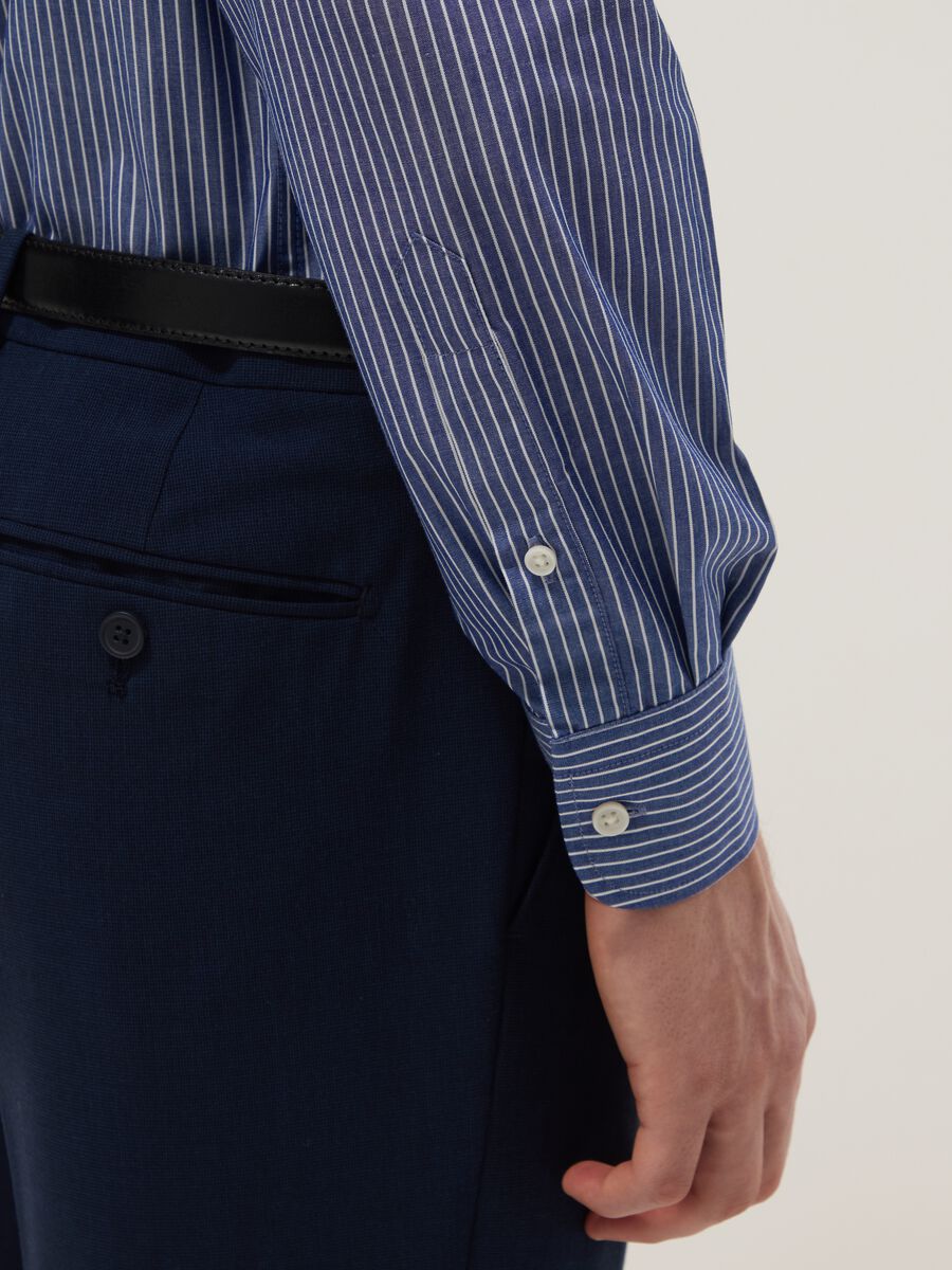 Multi-coloured striped cotton blend shirt, regular fit_3