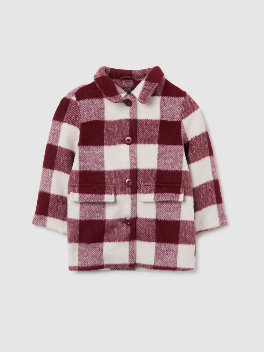 Girls' multicolour check regular fit wool blend coat_0