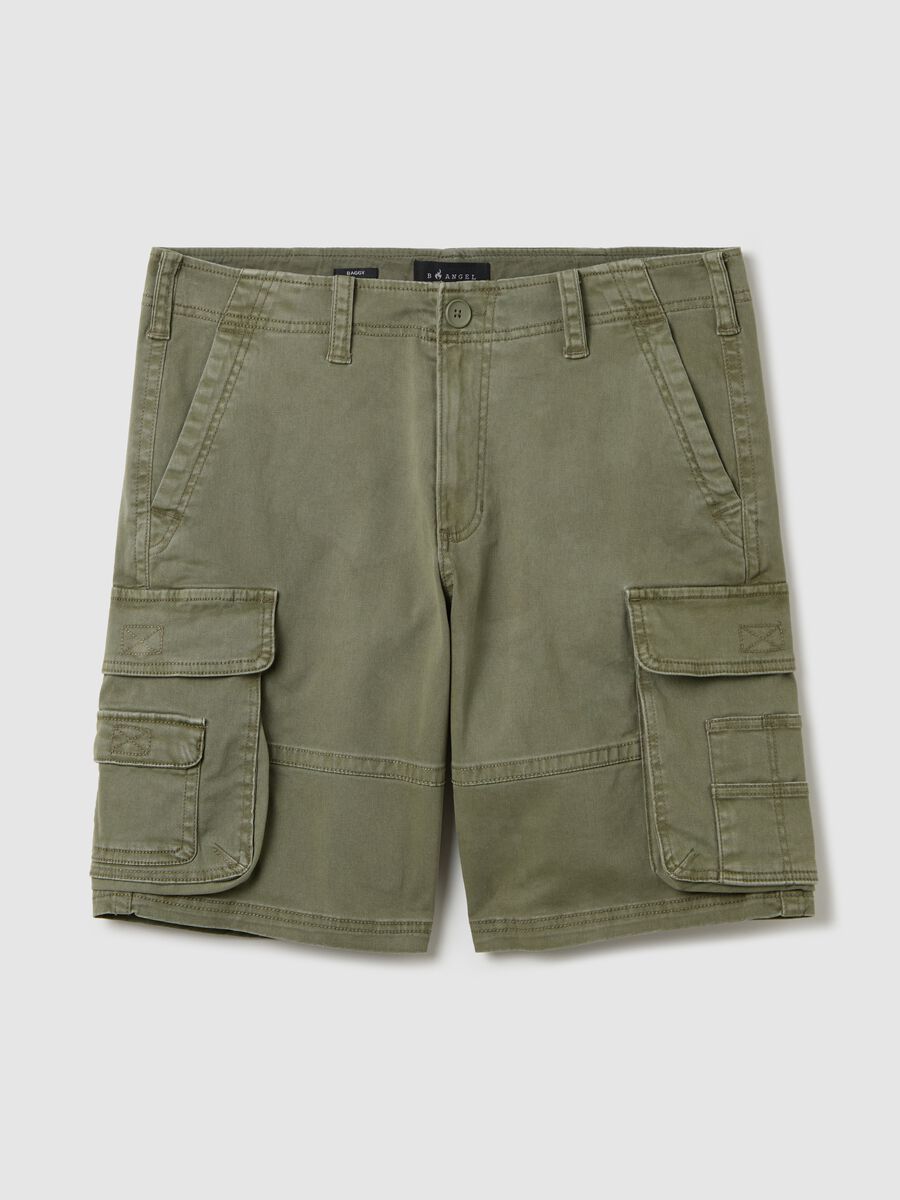 Green Bermuda shorts in stretch cotton_4