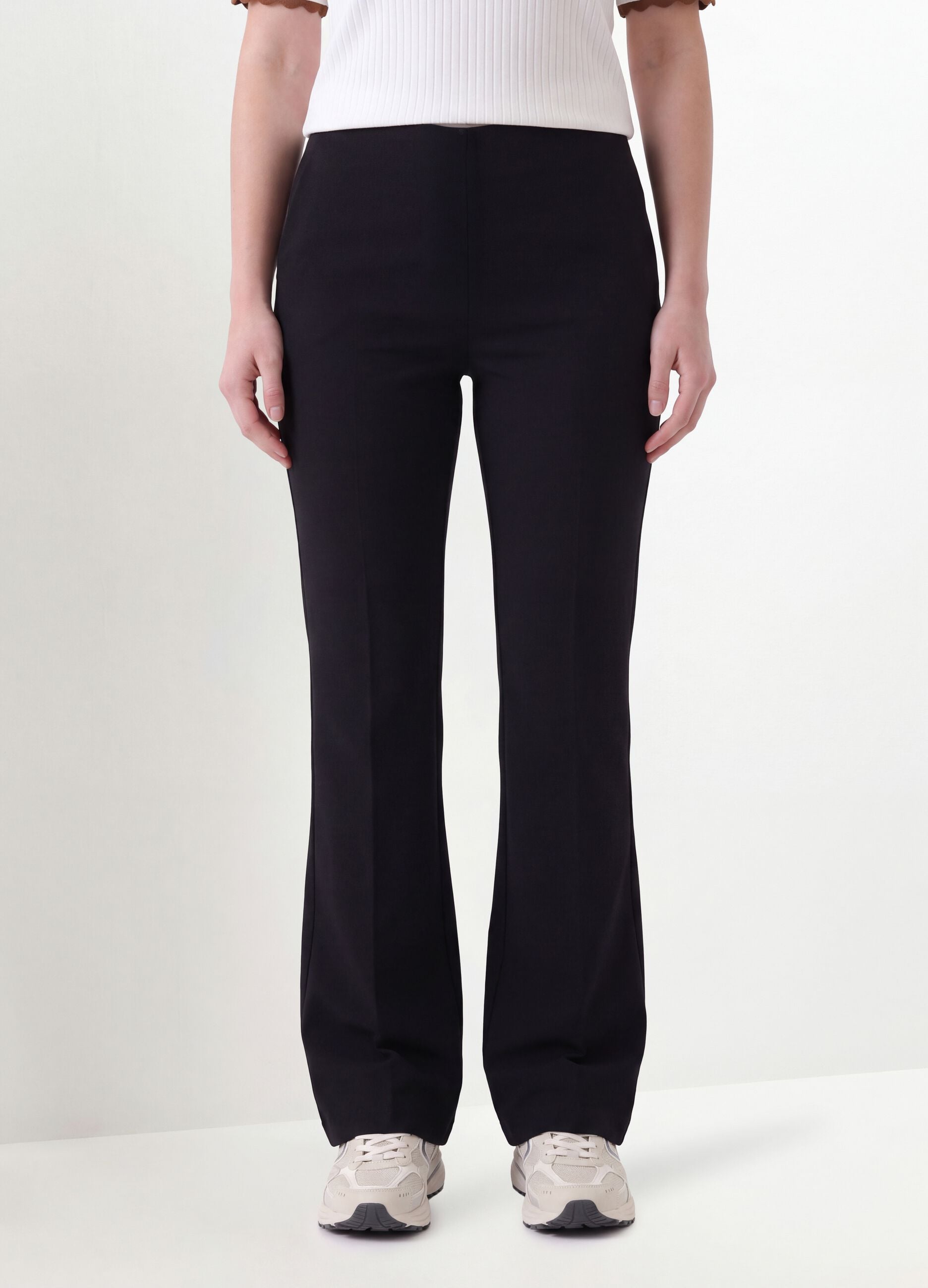Black flare trousers in stretch viscose