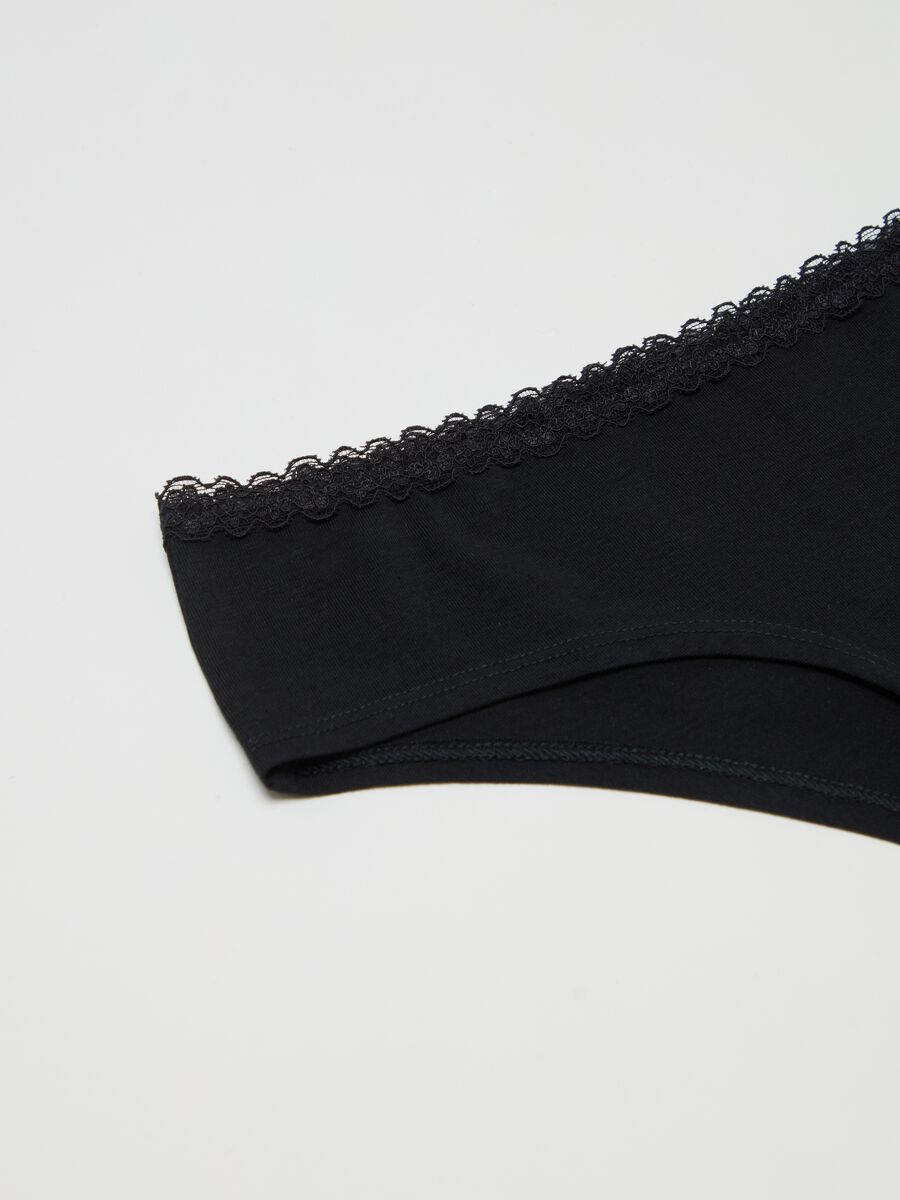 Stretch cotton French knickers with lace_5