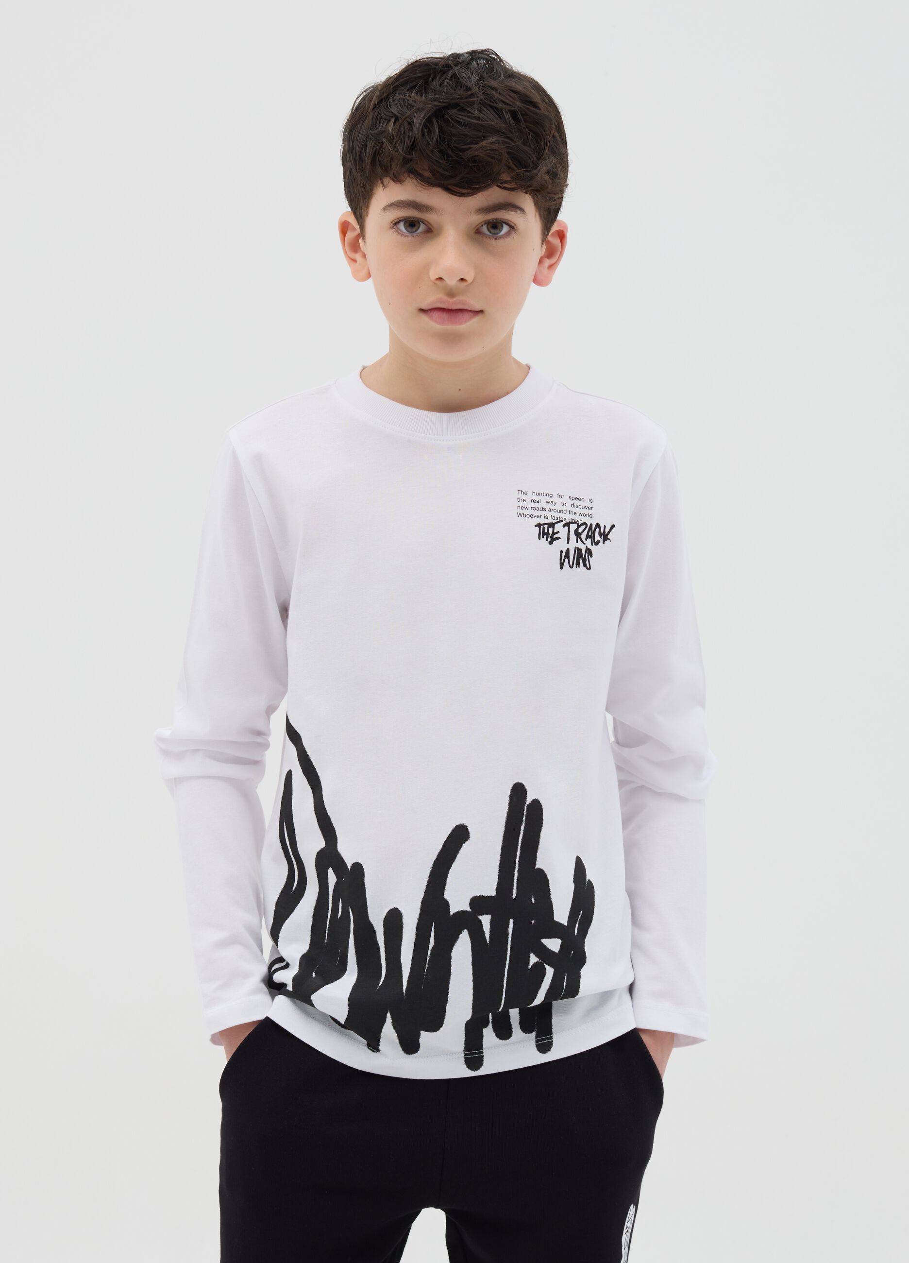 T-shirt maniche lunghe in cotone con stampa