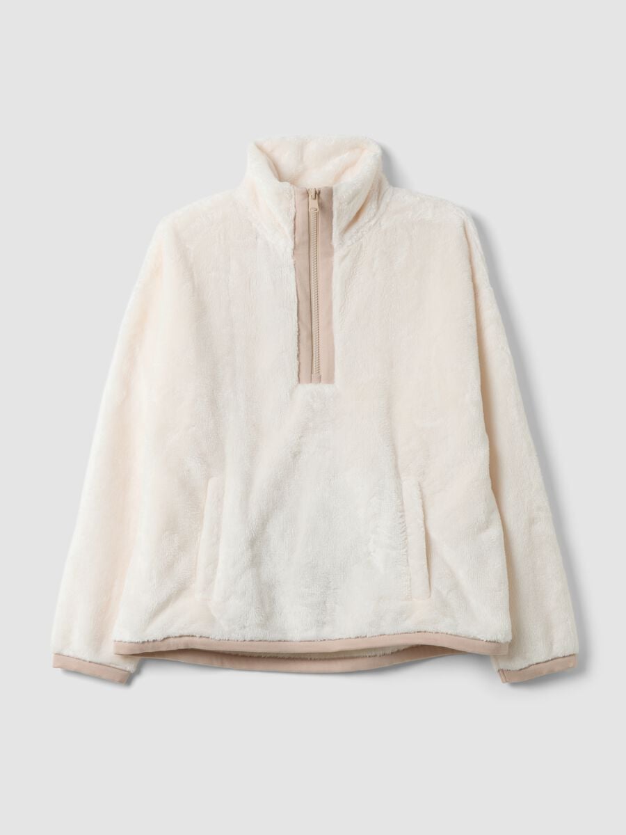 White half-zip pyjama sweatshirt, regular fit_0