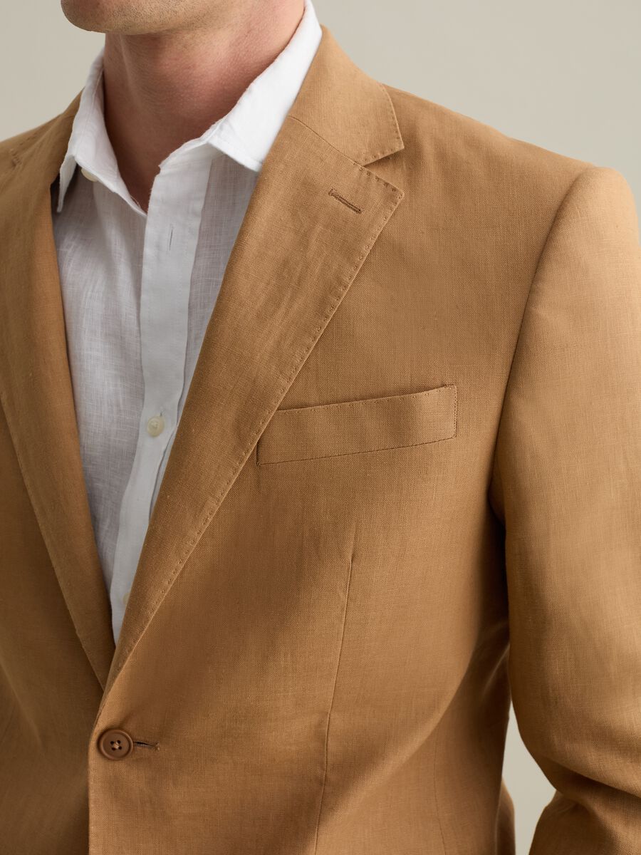 Contemporary regular-fit single-breasted blazer in linen_3